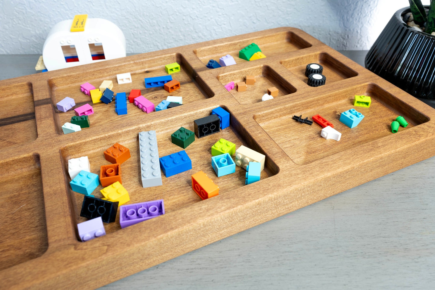 XL Handcrafted Hardwood Building Block Sorting Tray