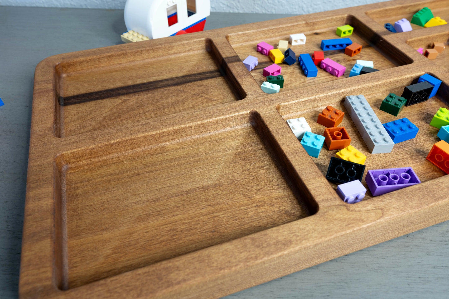 XL Handcrafted Hardwood Building Block Sorting Tray