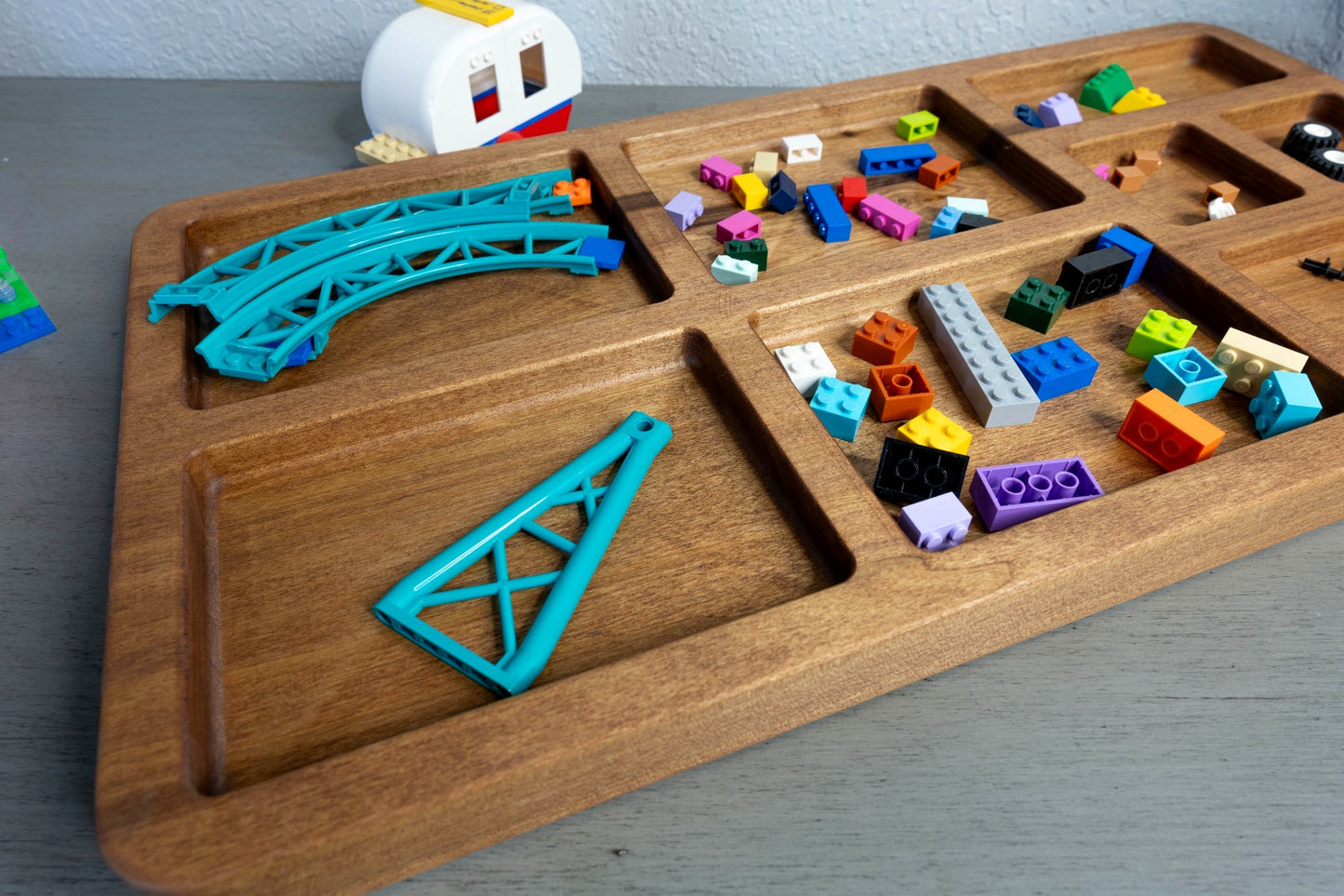 XL Handcrafted Hardwood Building Block Sorting Tray