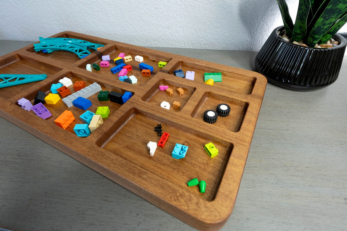 XL Handcrafted Hardwood Building Block Sorting Tray