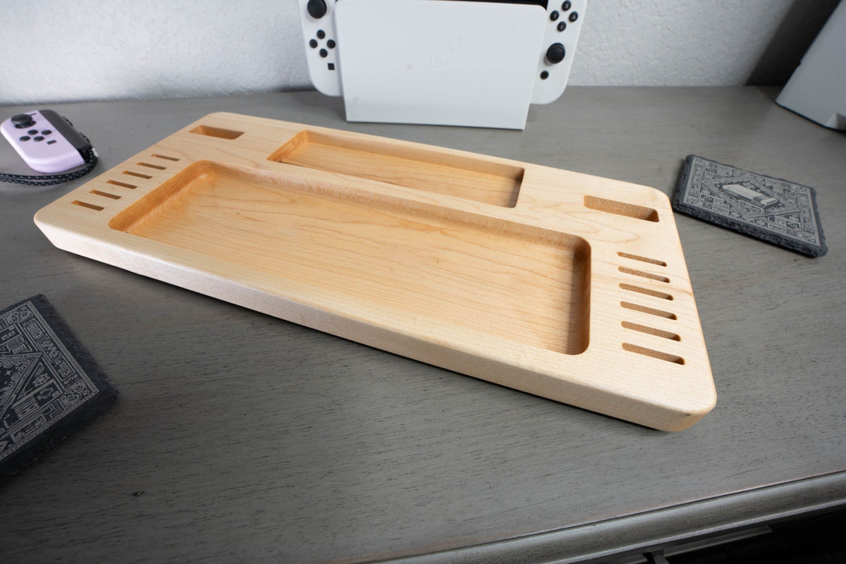 Handcrafted Hardwood Gaming Console Dock & Controller Organizer