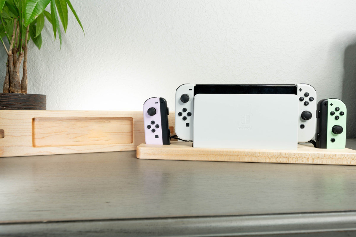 Handcrafted Hardwood Gaming Console Dock & Controller Organizer