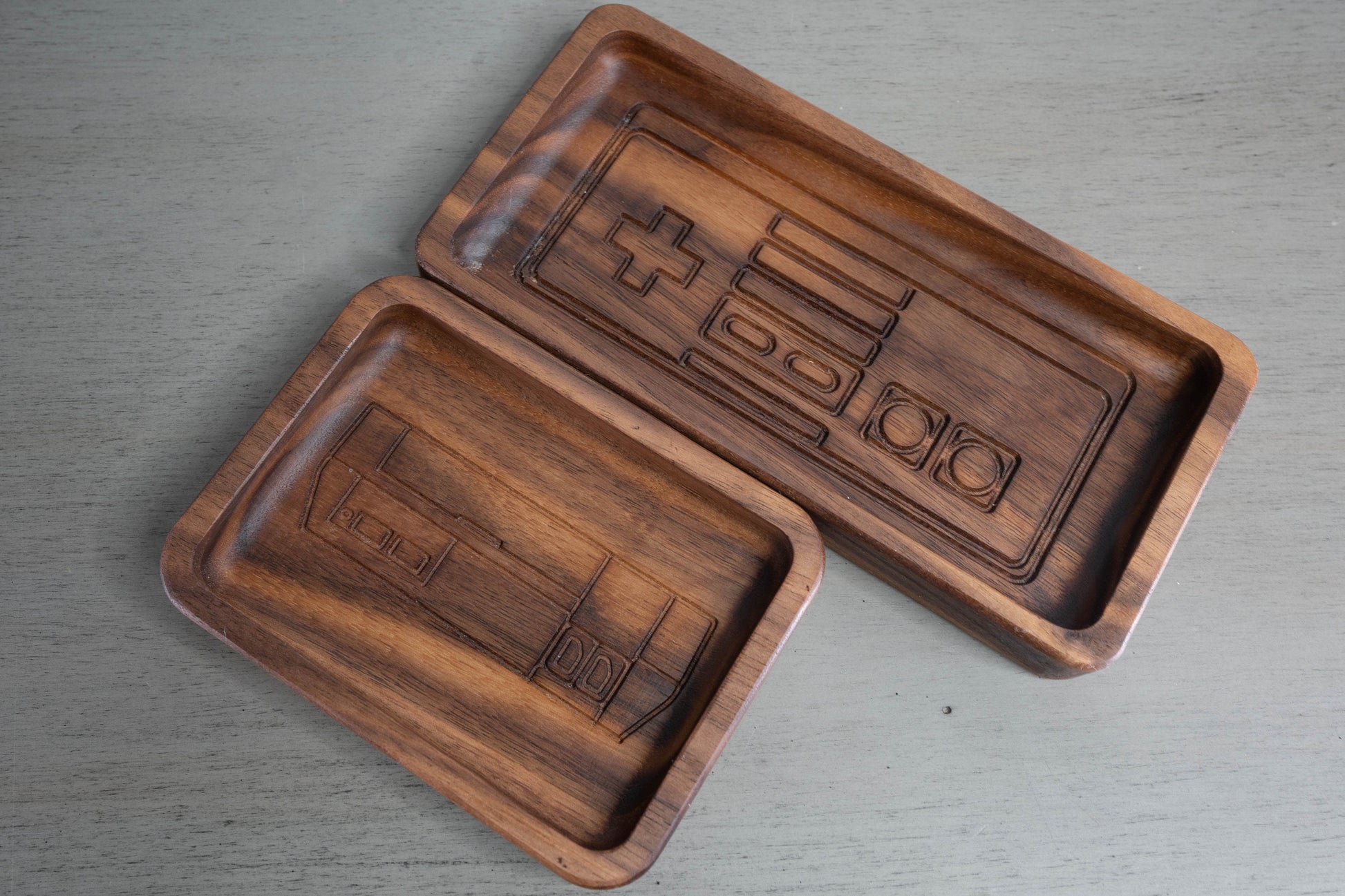 Combo of Walnut Ring Dish and Glasses Catch All