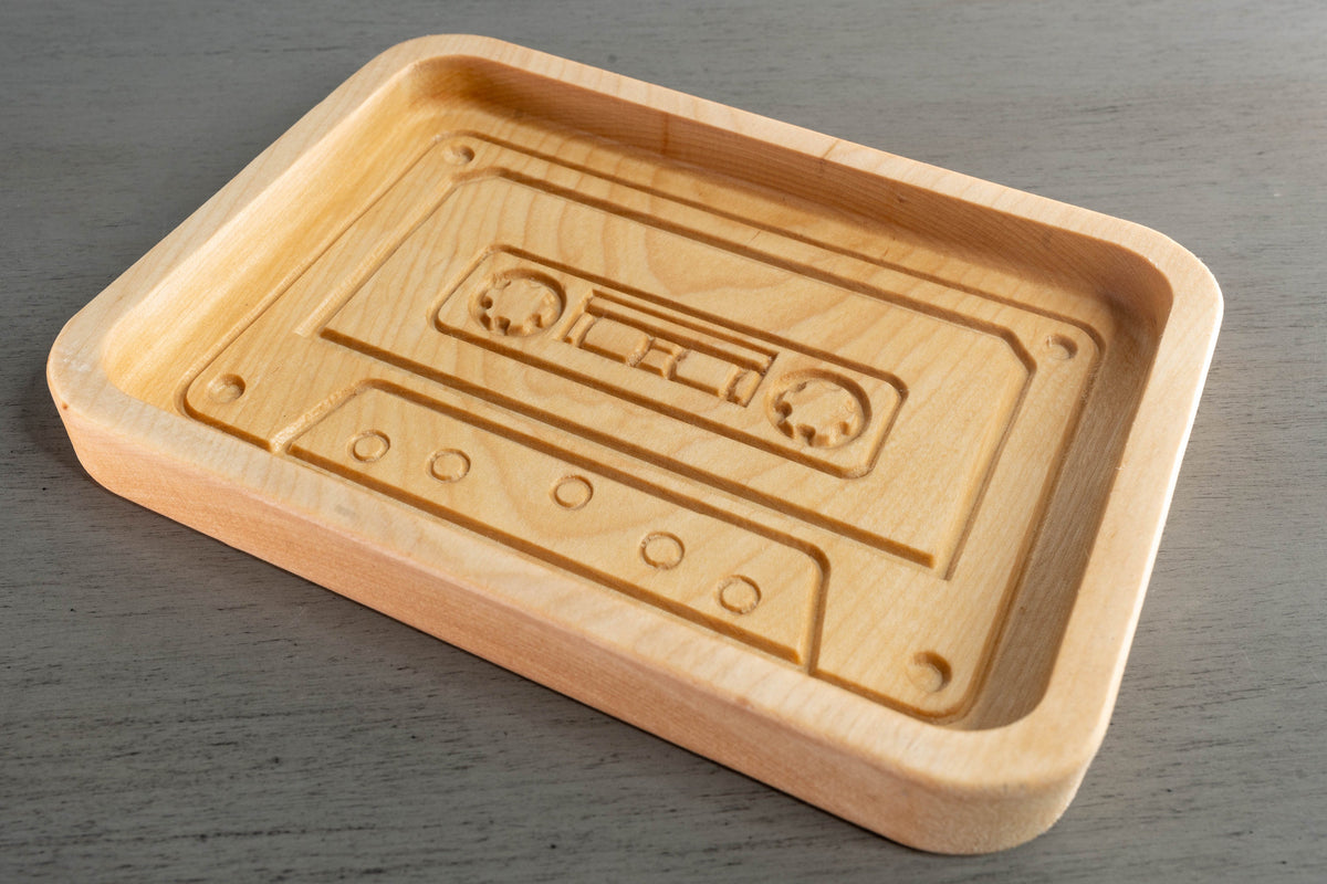 Retro Cassette Tape Wooden Tray – Handcrafted Catch-All