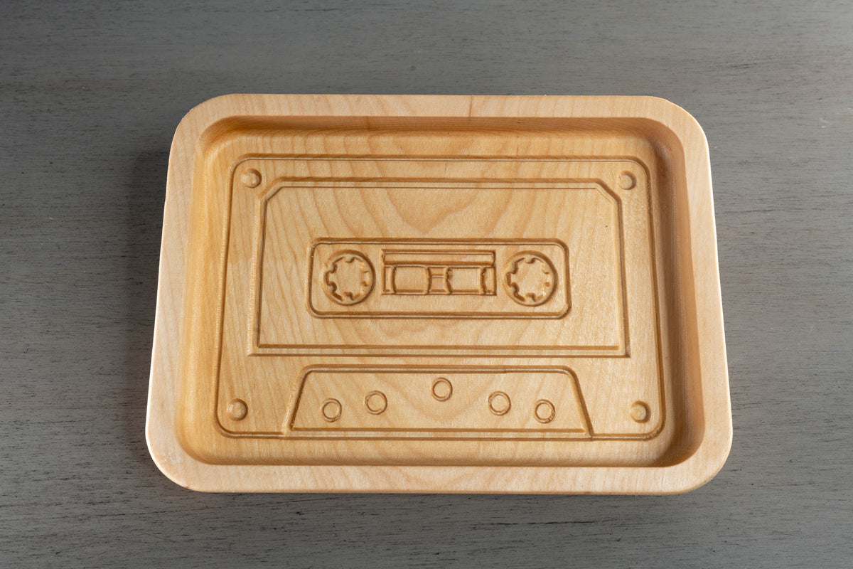 Retro Cassette Tape Wooden Tray – Handcrafted Catch-All