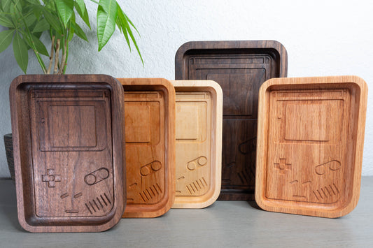 Premium Retro Handheld Inspired Wooden Valet Tray