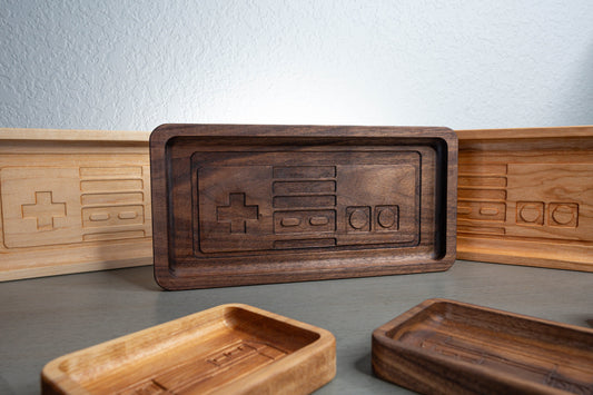 Deluxe Retro NES Controller Inlay Wooden Tray