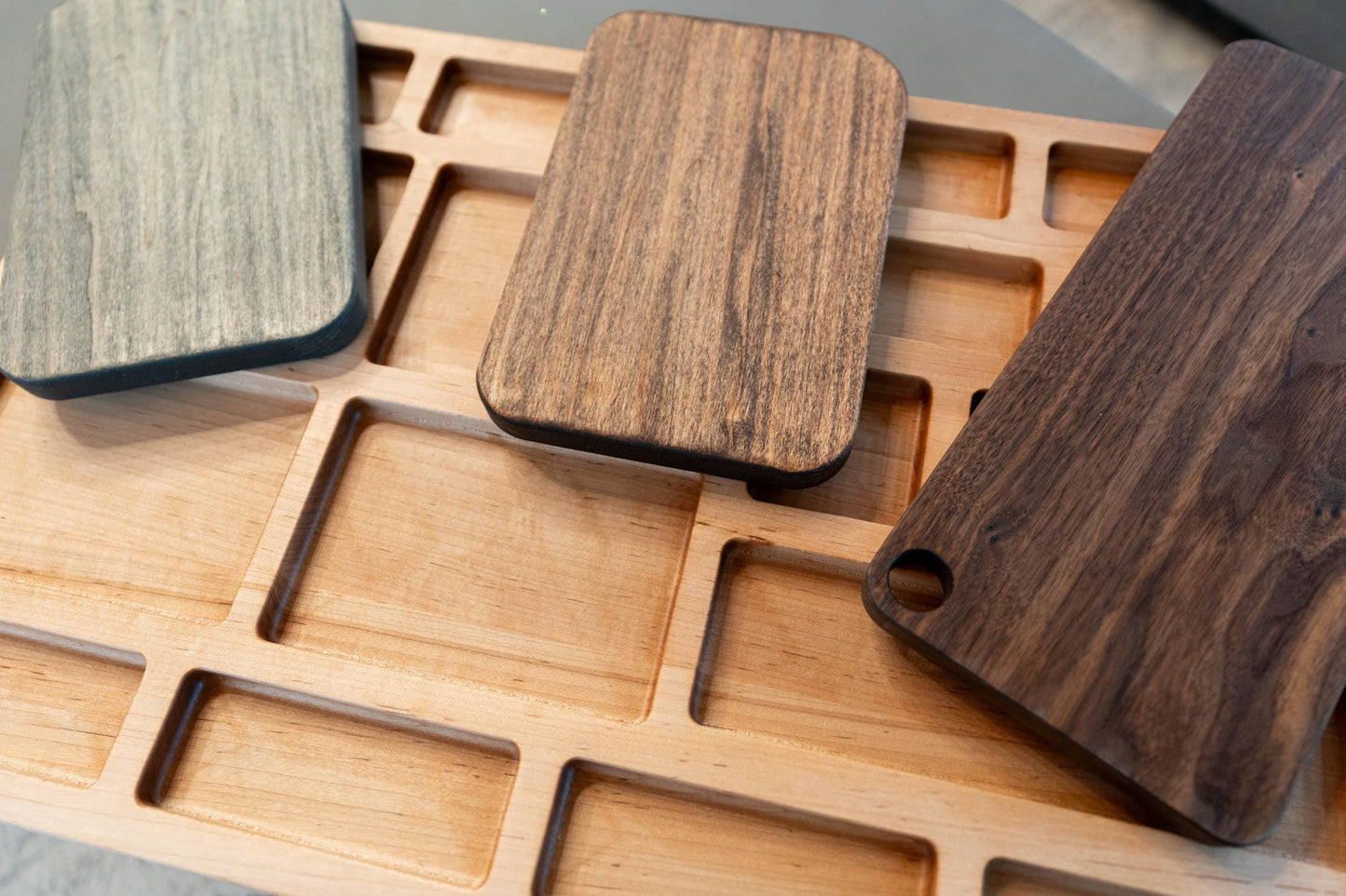 Large Handcrafted Natural Hardwood Building Block Organizer Tray